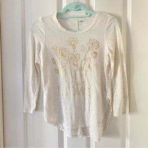 🌸3/$30🌸 Old Navy Girls’ Floral Long Sleeve Gold Graphic Tee